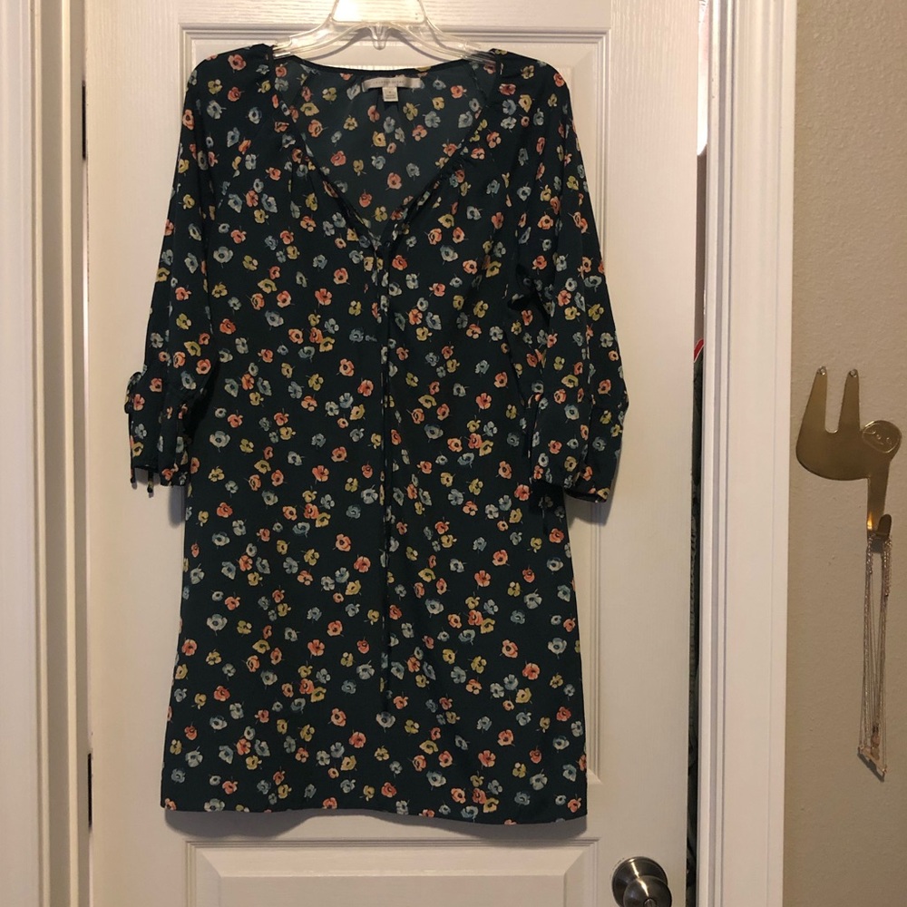 LC blue/green 3/4 sleeve floral dress